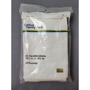 Vintage JCPenney 24 Pack White 100% Cotton Handkerchiefs 16.5in Perma-Stitch